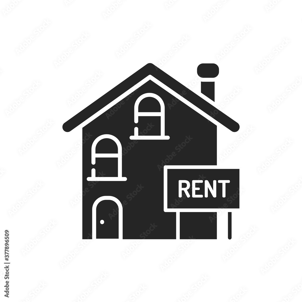 Rental of property black glyph icon. An agreement where a payment is made for the temporary use of property. Pictogram for web page, mobile app, promo. UI UX GUI design element. Rental of property black glyph icon. An agreement where a payment is made for the temporary use of property. Pictogram for web page, mobile app, promo. UI UX GUI design element.