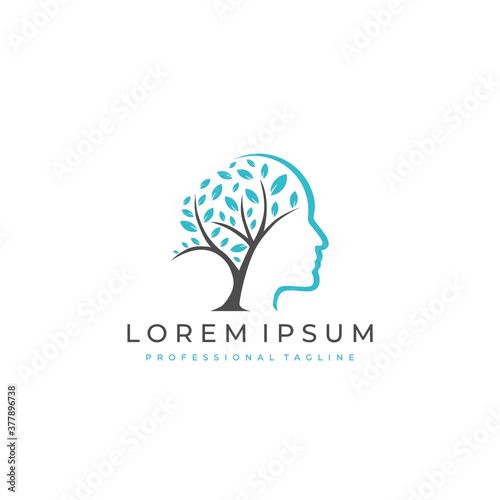 tree brain logo concept. human mind, growth , innovation, thinking, symbol stock illustration