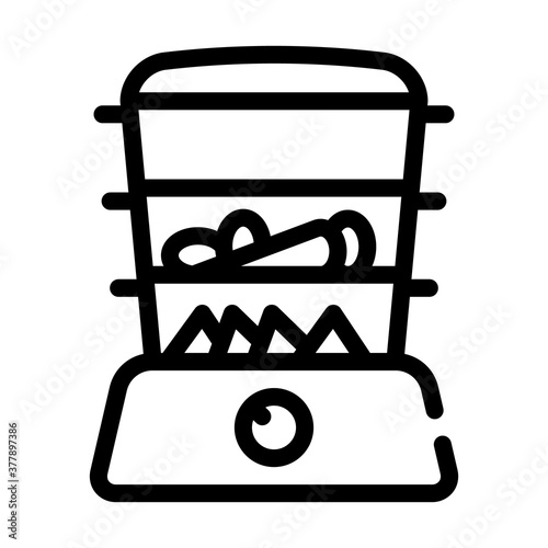 steamer kitchen device line icon vector illustration