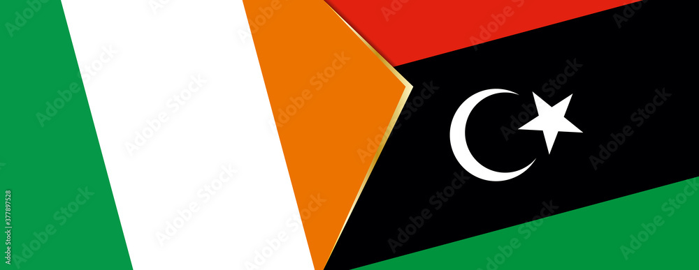 Ireland and Libya flags, two vector flags. Ireland and Libya flags, two vector flags.