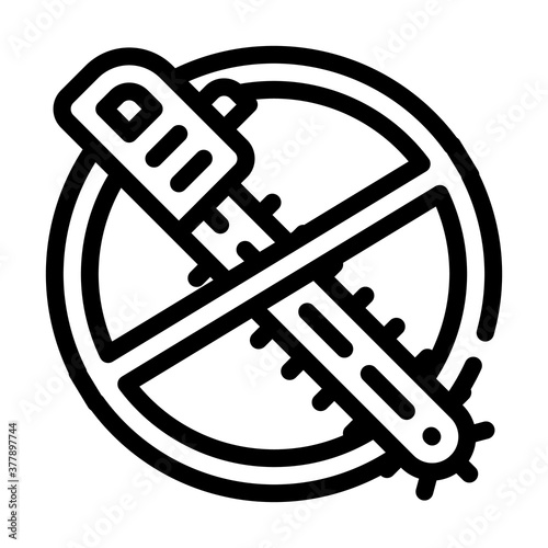stop deforestation, crossed out chainsaw line icon vector illustration