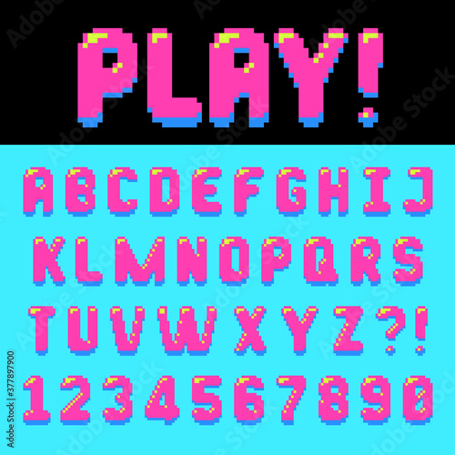 Pixel retro font Video computer game design