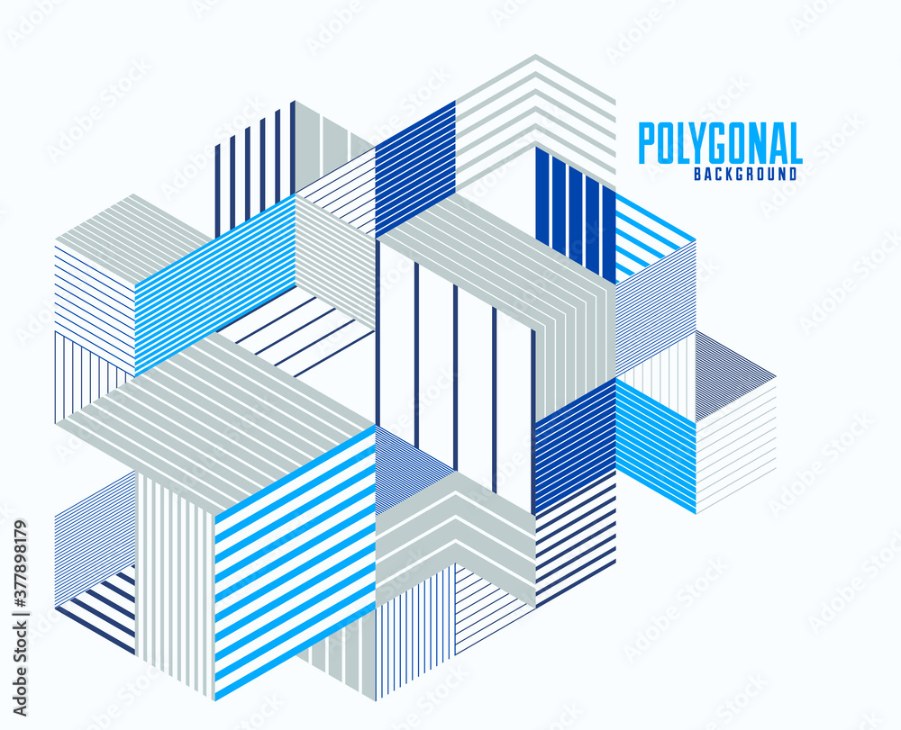 Polygonal low poly vector abstract design, artistic retro style background for ads or prints, cover or poster, banner or card. Linear 3D triangles and cubes elements.