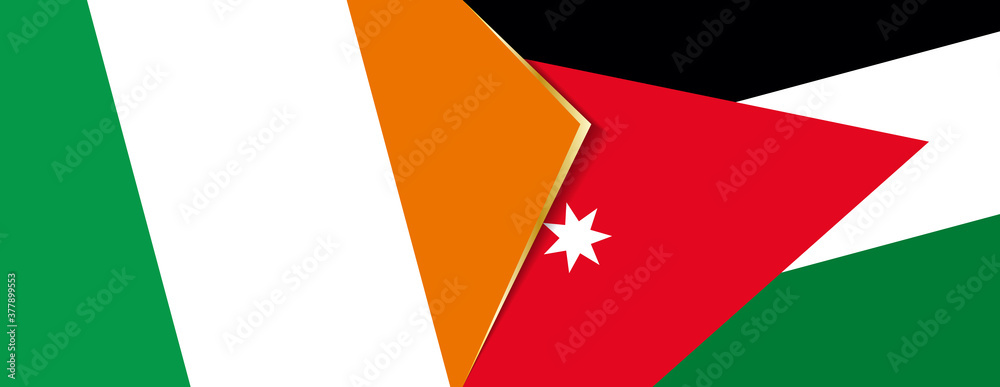 Ireland and Jordan flags, two vector flags. Ireland and Jordan flags, two vector flags.