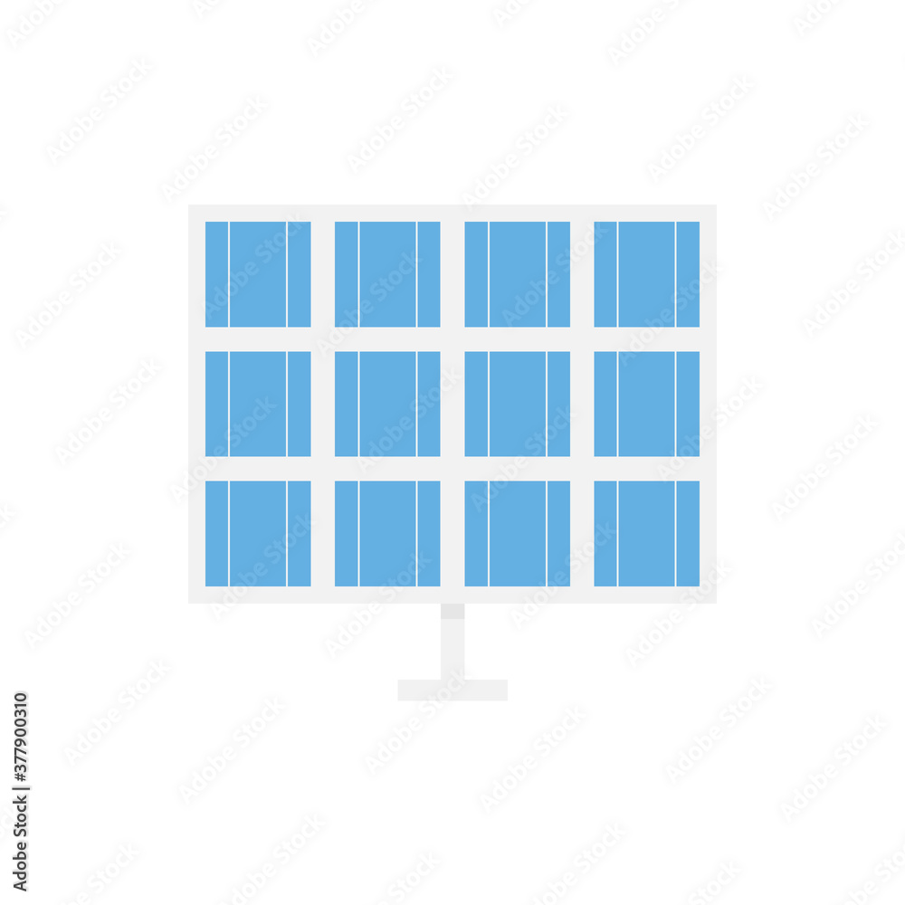 Solar energy icon. Frontal solar panel blue vector illustration isolated on white. Solar energy icon. Frontal solar panel blue vector illustration isolated on white.