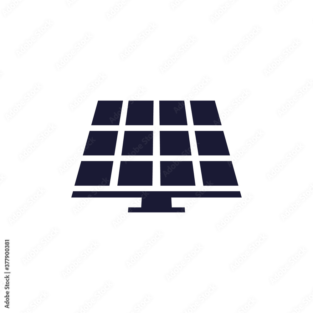 Solar energy black icon. Frontal solar panel outline vector illustration isolated on white. Solar energy black icon. Frontal solar panel outline vector illustration isolated on white.
