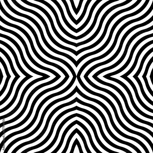 Seamless surface pattern design with wavy ornament. Linear motif. Curly stripes. Waves backdrop. Repeated curves wallpaper. Abstract picture. Digital paper, web designing, textile print. Vector art.