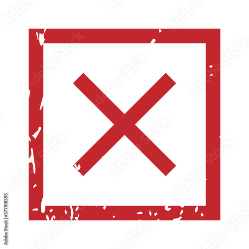 Cross rubber stamp. Isolated vector. Red rubber stamp cross, no icon seal grunge, dirty grungy mark x illustration