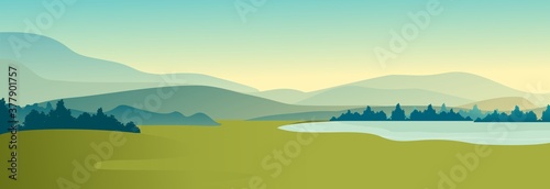 Summer landscape of meadow field