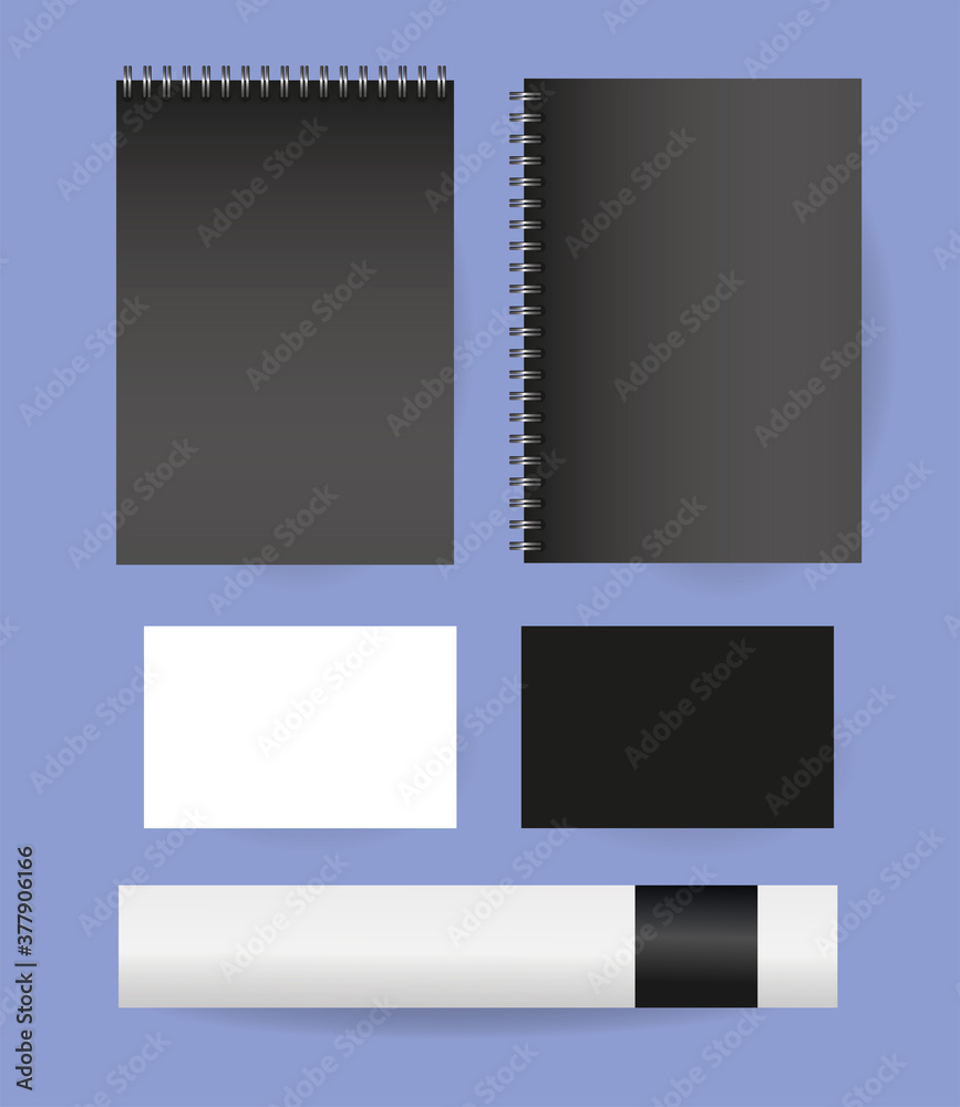 Mockup notebooks and cards vector design