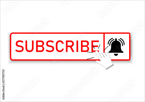 Subscribe button and Black bell. Social media web button,like,video,online,newsletter.