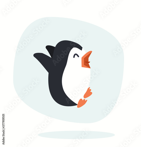 happy penguins jump cartoon vector