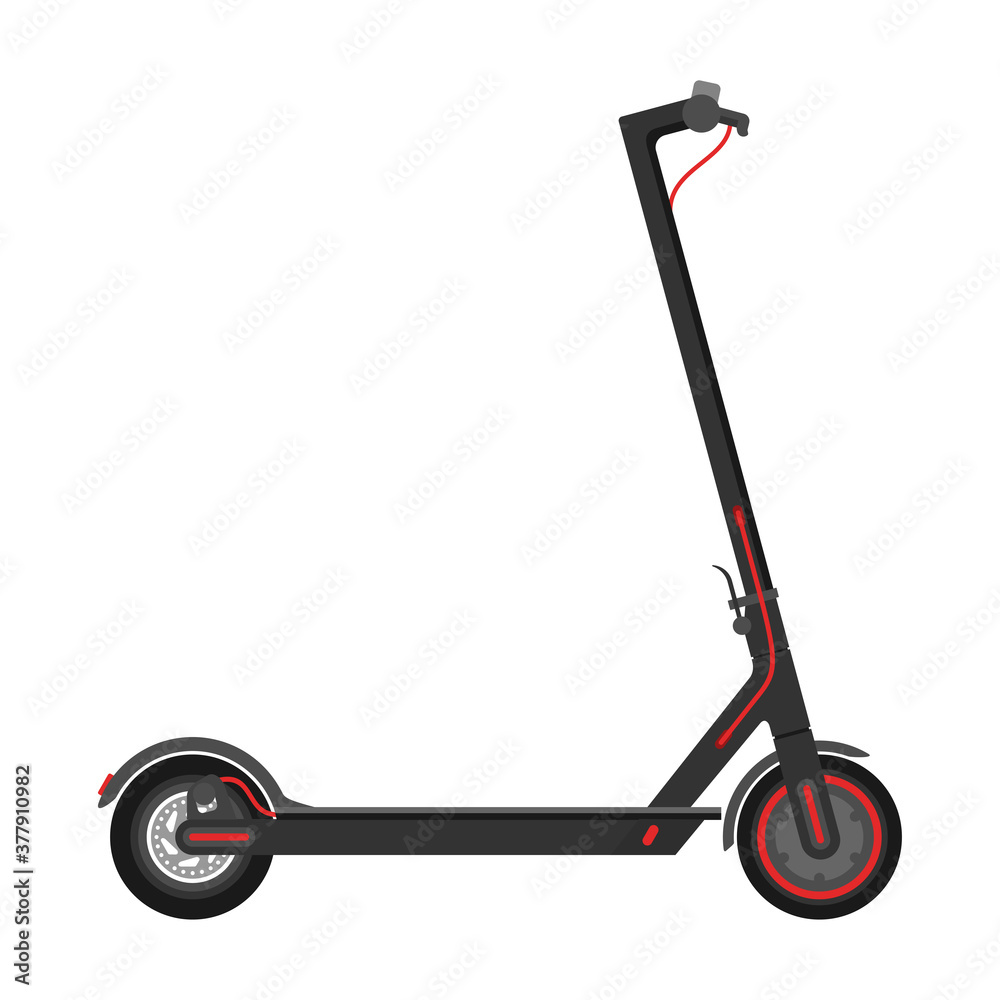 Vettoriale Stock Electric scooter (kick scooter) in side view - isolated  vector illustration of eco-friendly sustainable transport | Adobe Stock