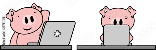 online studing pig kid cartoon in vector format