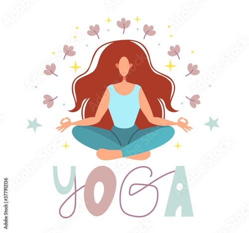 Girl doing yoga.Relax. Nice picture in pastel colors.Young girl doing asana in nature. healthy, lifestyle, meditation. 