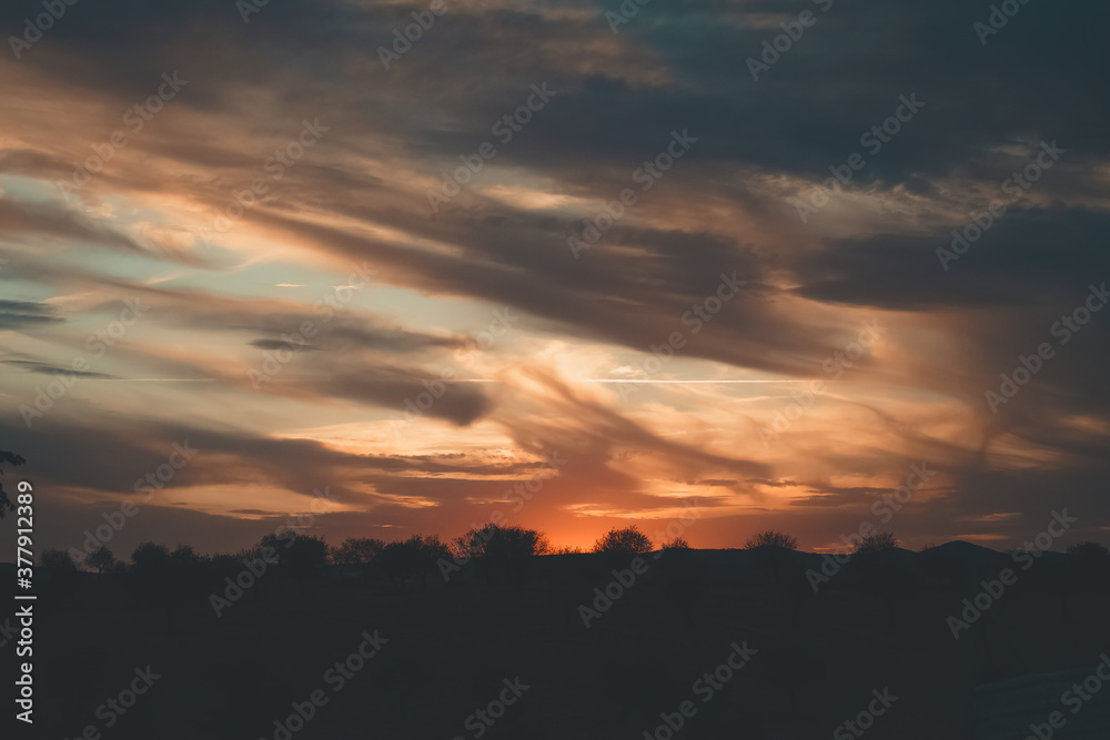 Orange clouds during sunset