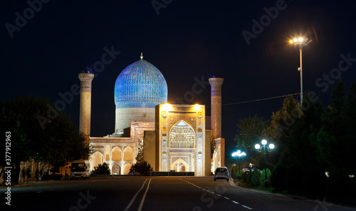 Mausoleum of Bibi Khanum at night, Uzbekistan, Samarkand photo