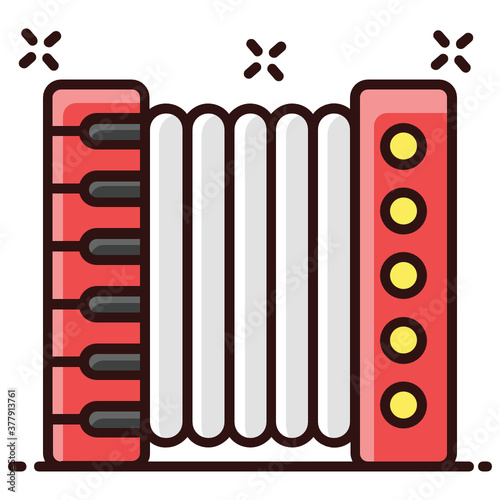 
Portable keyed wind instrument, accordion icon design 
