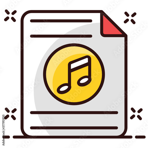 
An icon design of music file, nota on sheet depicting recording file 

