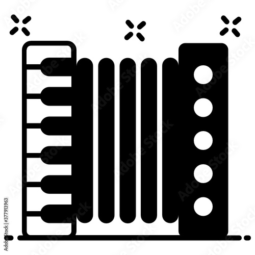 
Portable keyed wind instrument, accordion icon design 
