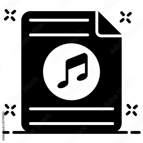 
An icon design of music file, nota on sheet depicting recording file 
