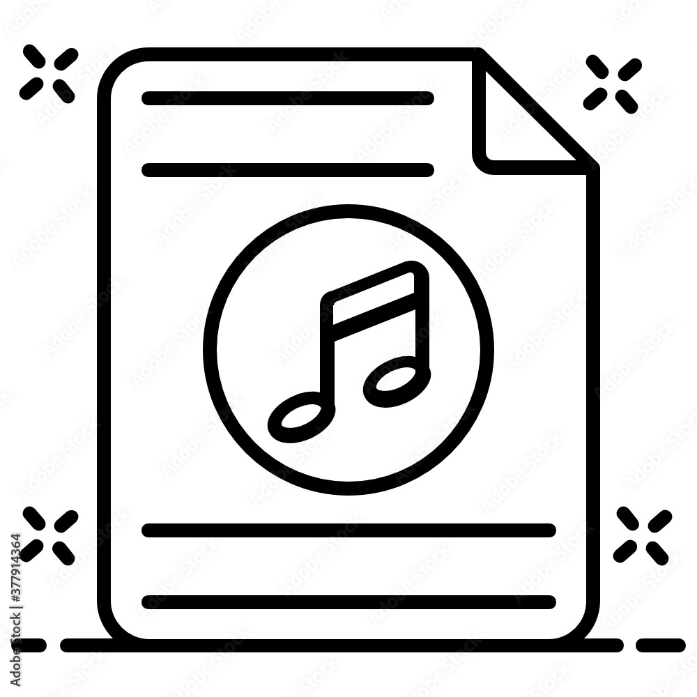 An icon design of music file, nota on sheet depicting recording file
An icon design of music file, nota on sheet depicting recording file