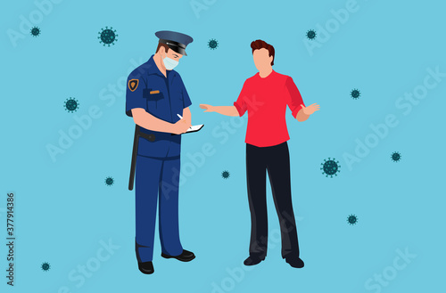 Police fines people who do not wear masks for coronavirus disease
