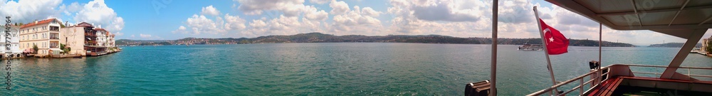 Panorama View Bosphorus of Istanbul from ferry.