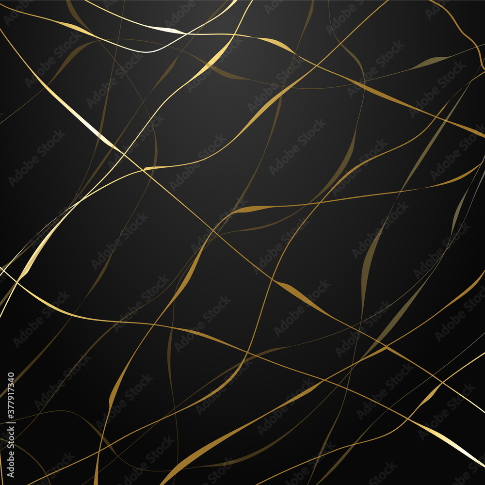 Fototapeta premium Gold marble pattern on black background.
