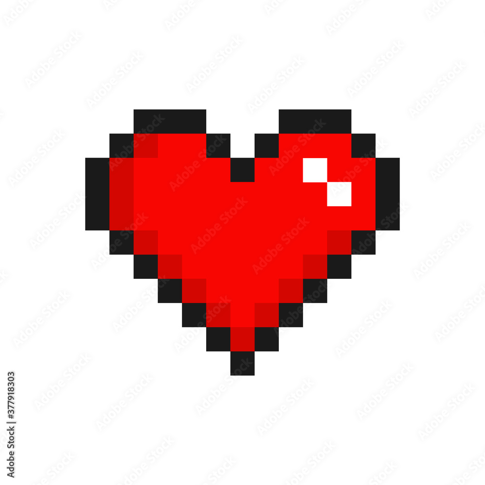 Red, pixelated heart. Pixel. Vector illustration Red, pixelated heart. Pixel. Vector illustration
