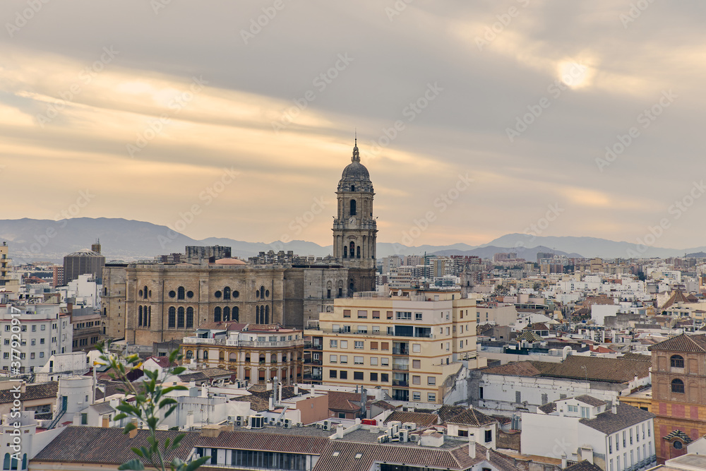 Bell tower of the Cathedral of Malaga, Spain