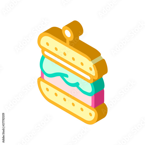 hamburger with vegan cutlet isometric icon vector illustration