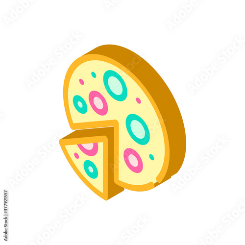 vegan pizza isometric icon vector symbol illustration