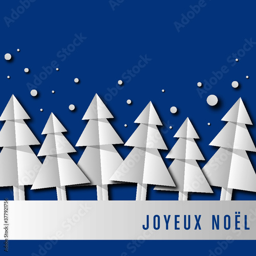 Joyeux Noël- sapin papier et flocon de neige, vecteur illustration