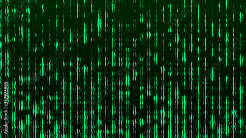 Abstract green glitch background. Flowing energy particles. Digital green code. Hacker concept. 3d rendering.
