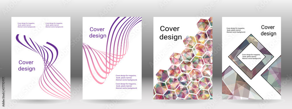 Obraz premium Cover design. Set of abstract backgrounds for magazine, book, screensaver, banner, vector. Abstract vector background