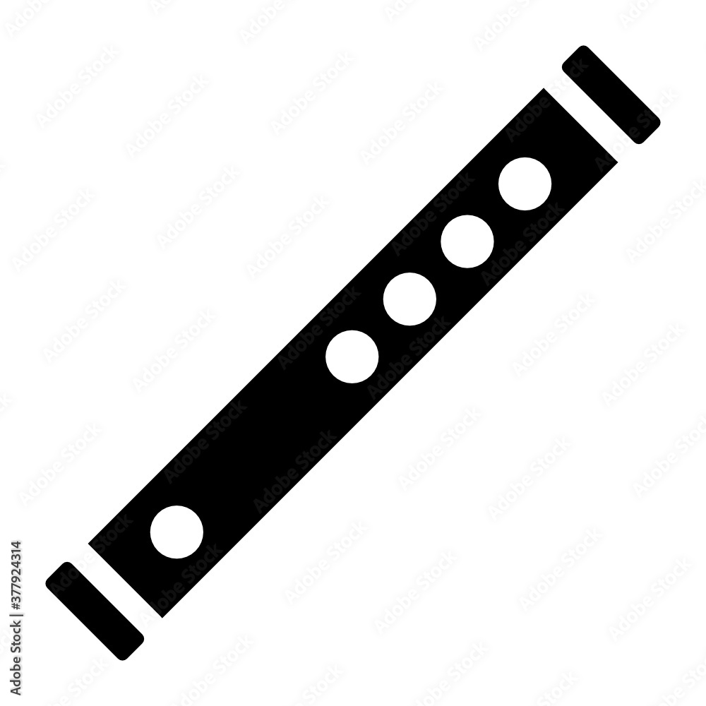 Wind instrument consisting of a single tube with holes, flute vector
Wind instrument consisting of a single tube with holes, flute vector