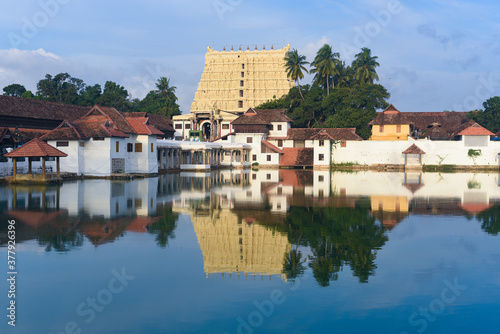 Indian Temple, place of worship for Hindus. Hinduism is an ancient religion in Trivandrum Kerala India.	 photo