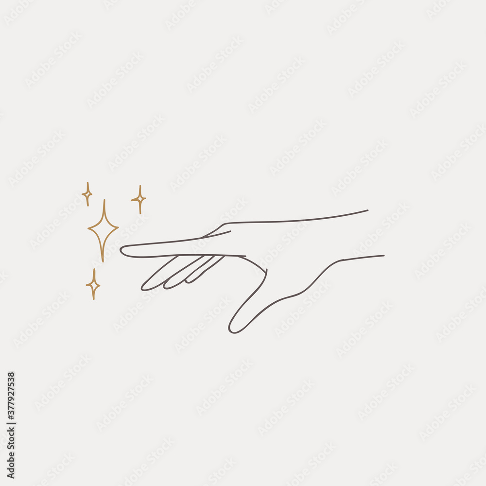 Logo design of hands. Modern template in trendy linear minimal style. Vector abstract emblem, symbol for tattoo design, cosmetics and packaging, jewellery, hand made or beauty products Logo design of hands. Modern template in trendy linear minimal style. Vector abstract emblem, symbol for tattoo design, cosmetics and packaging, jewellery, hand made or beauty products