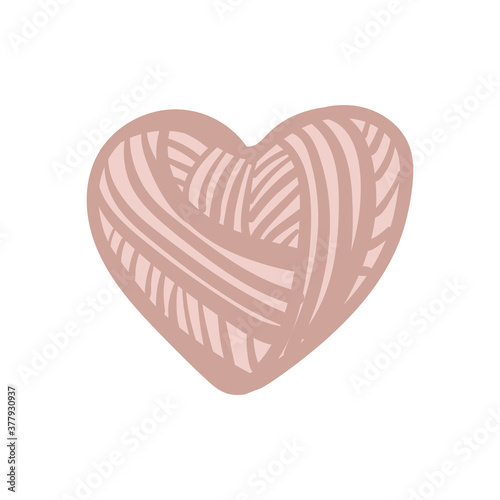 yarn heart on the white background