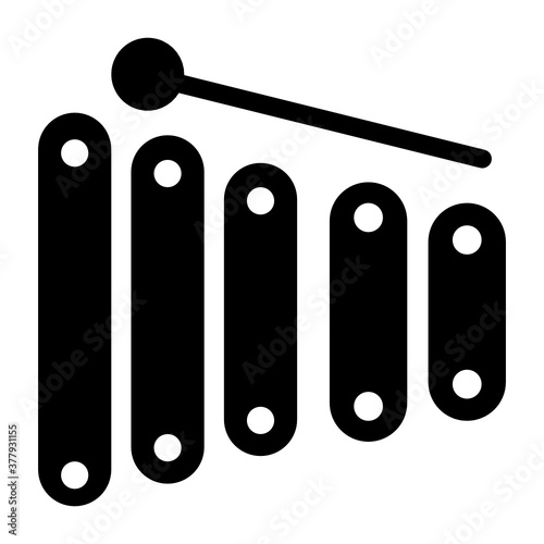 
Percussion instrument consisting of a series of graduated wooden bars, xylophone 
