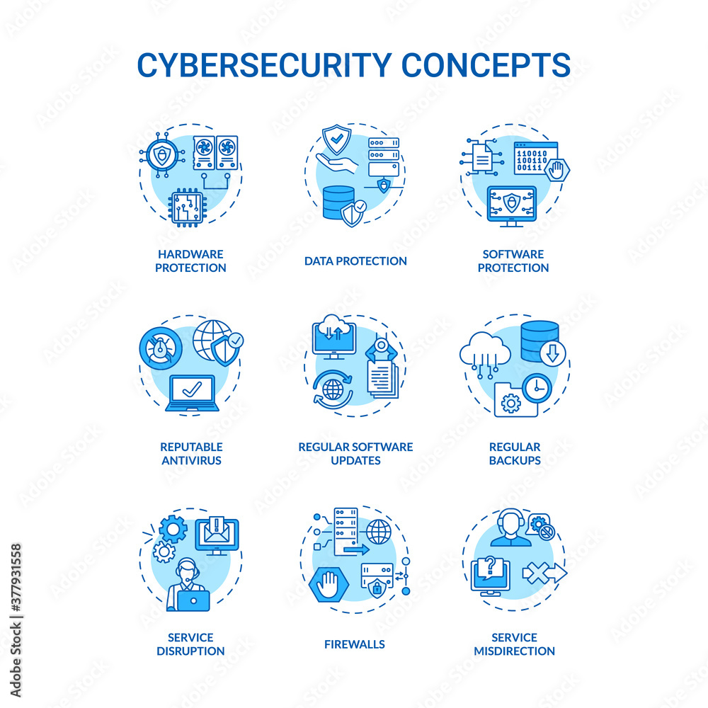 Cybersecurity concept icons set. Databases protection idea thin line ...