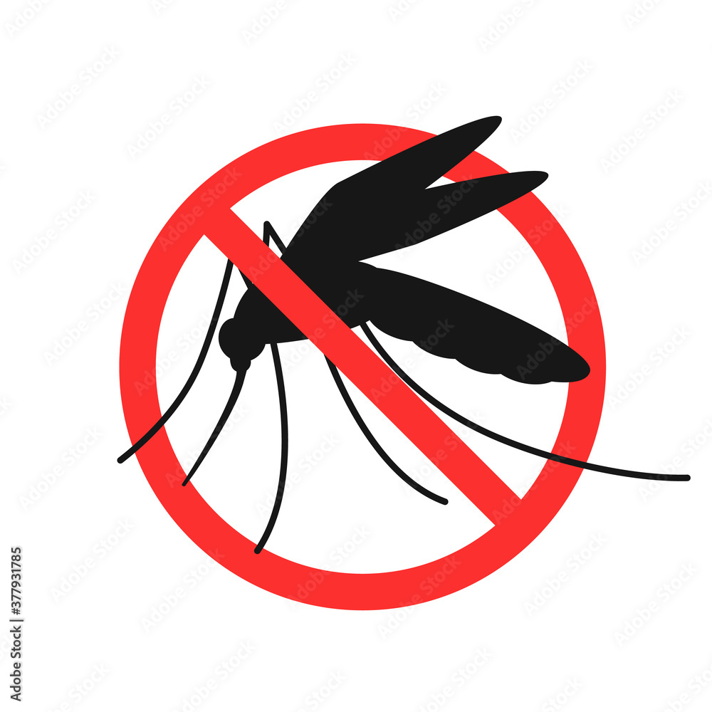 Malaria mosquito stop sign icon. Clipart image isolated on white