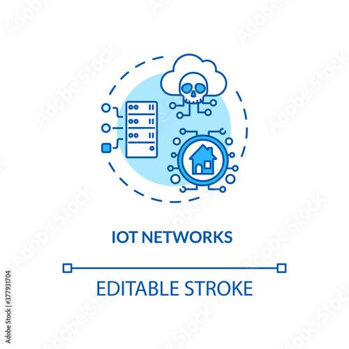 IoT networks concept icon. Internet connectivity safeguard idea thin line illustration. Cyber-attacks. Strong cyber protection. Vector isolated outline RGB color drawing. Editable stroke