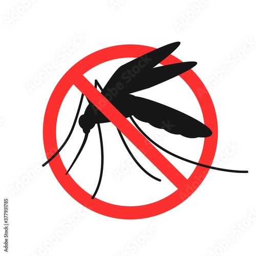 Malaria mosquito stop sign icon. Clipart image isolated on white background.