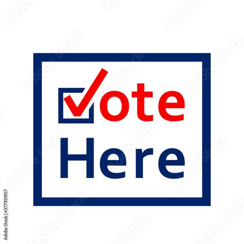 Vote here sign. Clipart image.