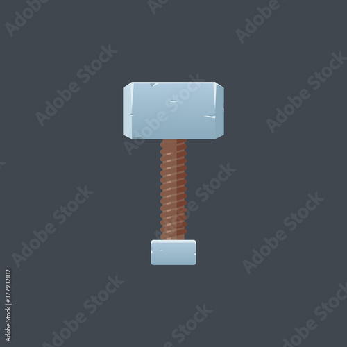 Thor hammer vector illustration, hammer flat icon