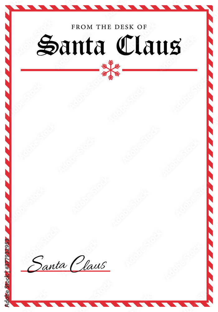 Santa letterhead template clipart image - obrazy, fototapety, plakaty 
