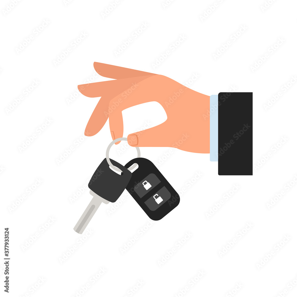 Hand holding car key illustration. Clipart image. Stock Vector | Adobe ...