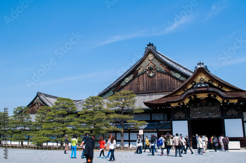 春の青空と京都の二条城